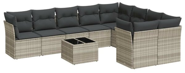 VidaXL Polyrattan Kerti Ülőgarnitúra - 10 részes, Világosszürke