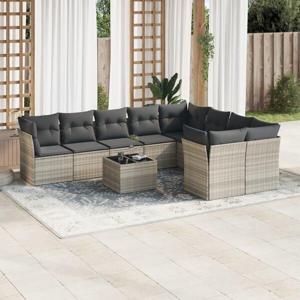 VidaXL Polyrattan Kerti Ülőgarnitúra - 10 részes, Világosszürke