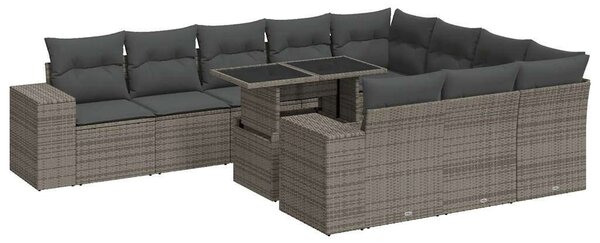 VidaXL Polyrattan Kerti Ülőgarnitúra - 11 részes - Szürke