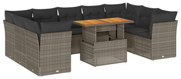 VidaXL Polyrattan Kerti Ülőgarnitúra - 10 részes - Szürke