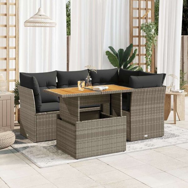VidaXL 5 részes szürke polyrattan kerti ülőgarnitúra