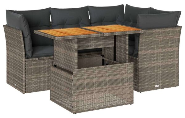 VidaXL 5 részes szürke polyrattan kerti ülőgarnitúra