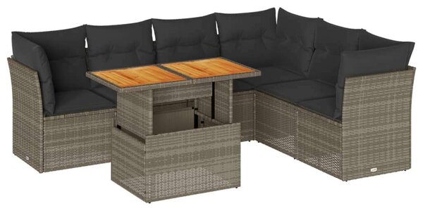 VidaXL Polyrattan Kerti Ülőgarnitúra - 7 részes - Szürke