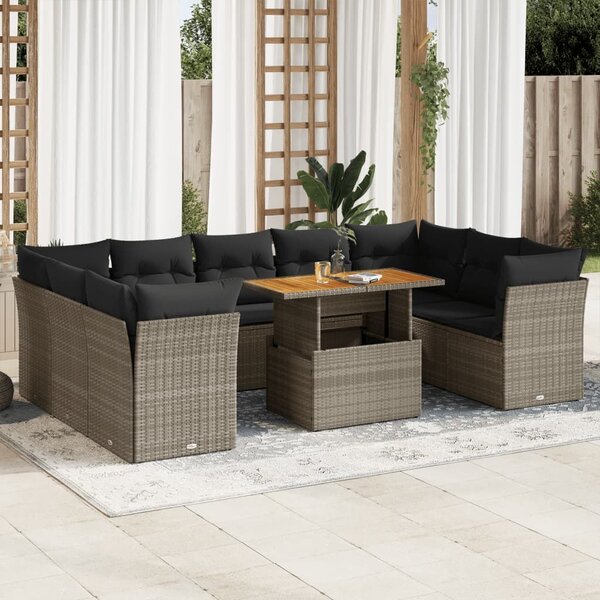 VidaXL Polyrattan Kerti Ülőgarnitúra - 10 részes - Szürke