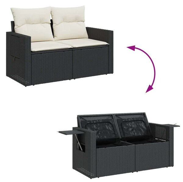 VidaXL 7 részes Kerti Ülőgarnitúra - Fekete Polyrattan