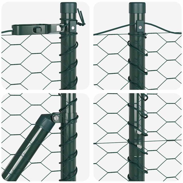 VidaXL Hatszögletű kerítés talajrögzítő 25 x 1,4 m PVC-bevonatos acél