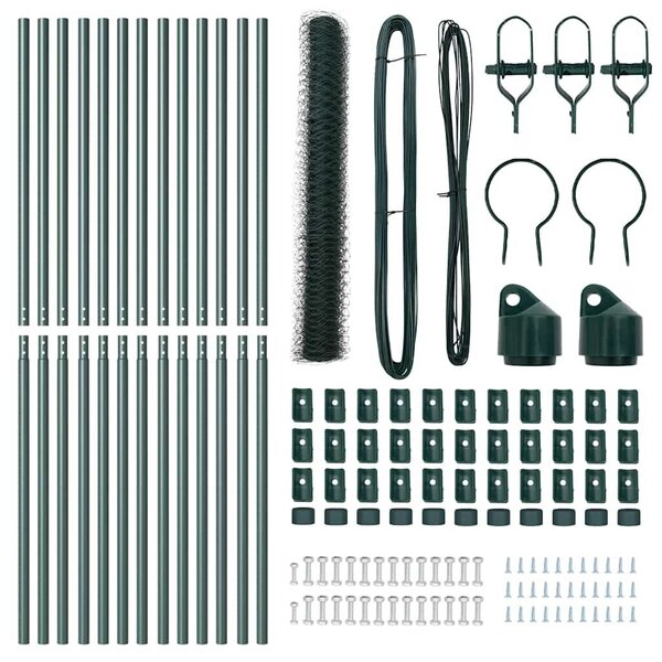 VidaXL Hatszögletű kerítés talajrögzítő 25 x 1,4 m PVC-bevonatos acél