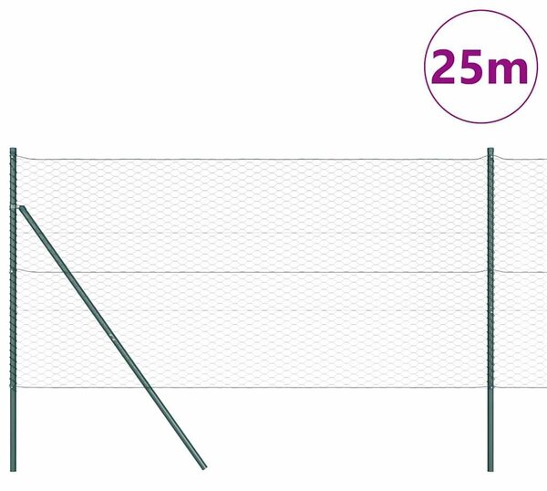VidaXL Hatszögletű kerítés talajrögzítő 25 x 1,4 m PVC-bevonatos acél