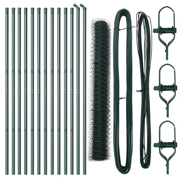 VidaXL Hatszögletű kerítés talajrögzítő 25 x 1,4 m PVC-bevonatos acél