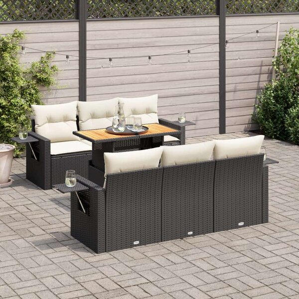 VidaXL 7 részes Kerti Ülőgarnitúra - Fekete Polyrattan