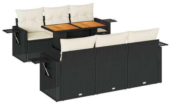 VidaXL 7 részes Kerti Ülőgarnitúra - Fekete Polyrattan