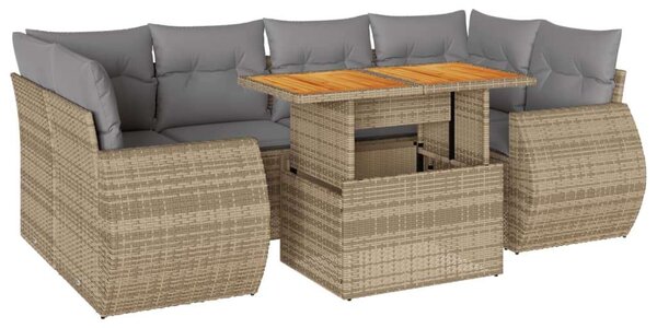 VidaXL Polyrattan Kerti Ülőgarnitúra - 7 részes - Bézs