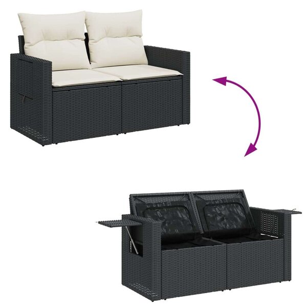 VidaXL Polyrattan Kerti Ülőgarnitúra - 6 részes, Fekete
