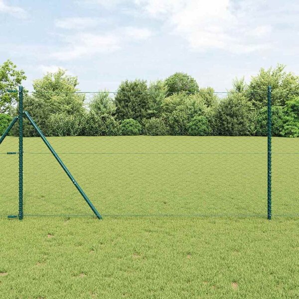 VidaXL Hatszögletű kerítés talajrögzítő 25 x 1,4 m PVC-bevonatos acél