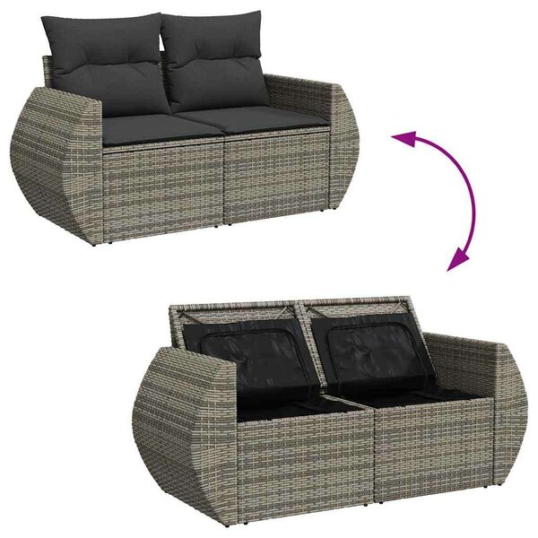 VidaXL Polyrattan Kerti Ülőgarnitúra - 9 részes - Szürke
