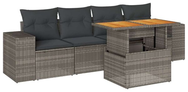 VidaXL 5 részes szürke polyrattan kerti ülőgarnitúra