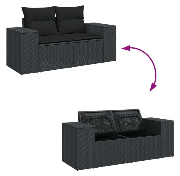 VidaXL Polyrattan Kerti Ülőgarnitúra - 6 részes - Fekete