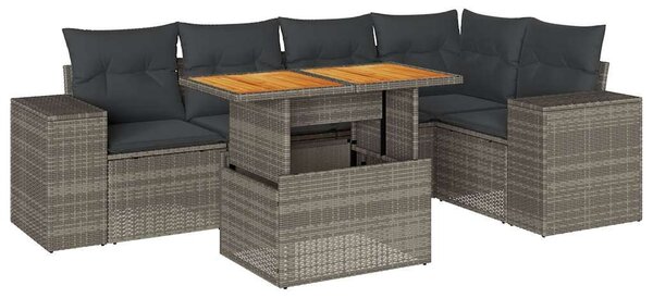 VidaXL Polyrattan Kerti Ülőgarnitúra - 6 részes - Szürke