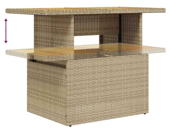 VidaXL 7 részes bézs polyrattan kerti ülőgarnitúra párnákkal