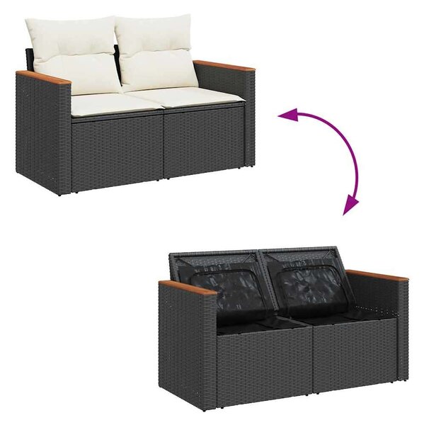 VidaXL Polyrattan Kerti Ülőgarnitúra - 6 részes - Fekete
