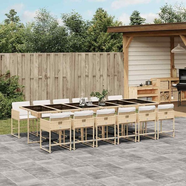 VidaXL Polyrattan Kerti Étkezőgarnitúra - 13 részes - Bézs