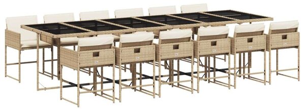 VidaXL Polyrattan Kerti Étkezőgarnitúra - 13 részes - Bézs