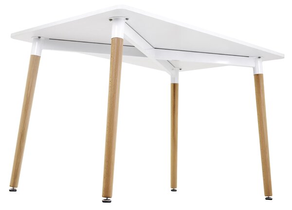 Modern fehér téglalap alakú asztal JUMI, 120x80x72 cm, étkezőbe vagy irodába