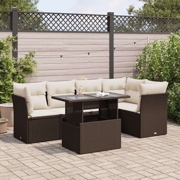 VidaXL Polyrattan Kerti Ülőgarnitúra - 6 személyes - Barna