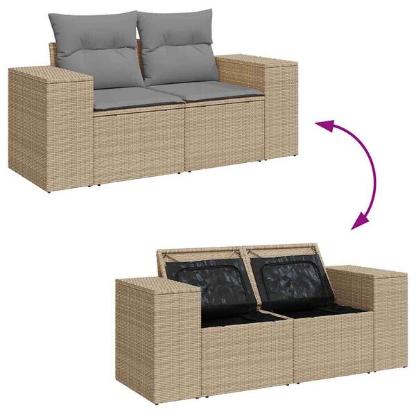 VidaXL Polyrattan Kerti Ülőgarnitúra - 9 részes - Bézs
