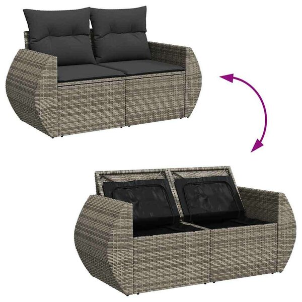VidaXL 5 részes szürke polyrattan kerti garnitúra