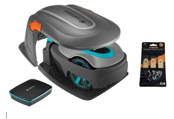 Gardena smart sileno 600 robot /Lona/ + robot garázs + ajándék 3 kés készlet