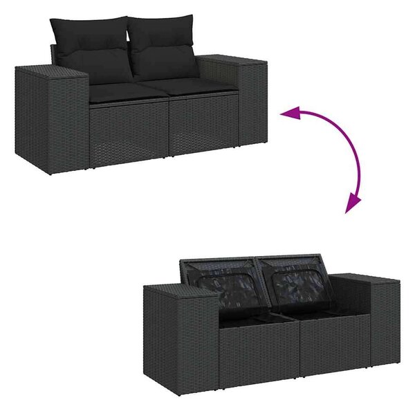 VidaXL Polyrattan Kerti Ülőgarnitúra - 4 részes - Fekete