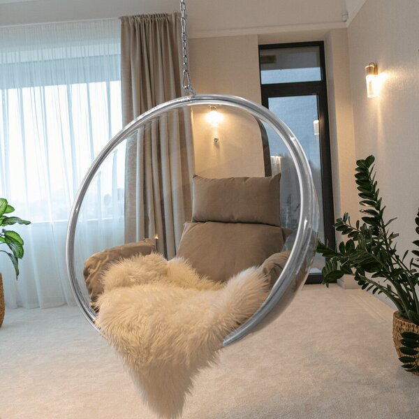 BUBBLE NEW TYP 1 Függő fotel, átlátszó / ezüst / szürke