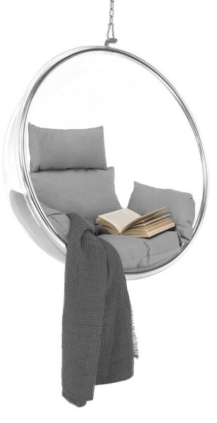 BUBBLE NEW TYP 1 Függő fotel, átlátszó / ezüst / szürke