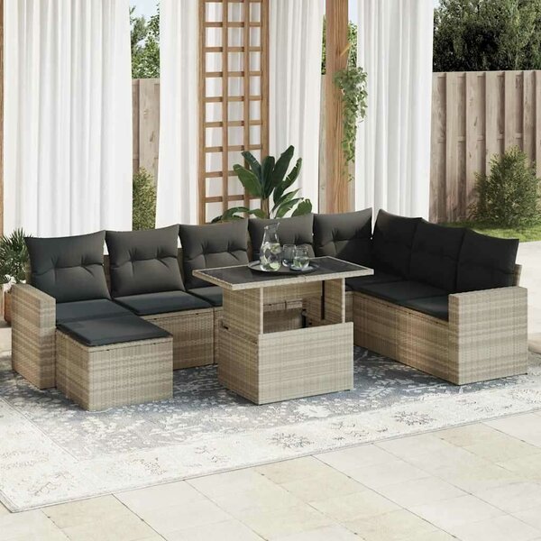 VidaXL Polyrattan Kerti Ülőgarnitúra - 9 részes