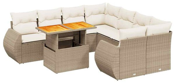 VidaXL Polyrattan Kerti Ülőgarnitúra - 9 részes - Bézs