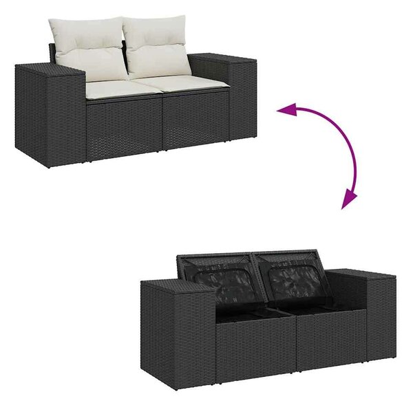 VidaXL Polyrattan Kerti Ülőgarnitúra - 6 részes - Fekete
