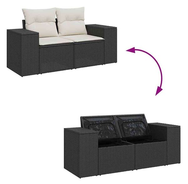 VidaXL Polyrattan Kerti Ülőgarnitúra - 6 részes - Fekete