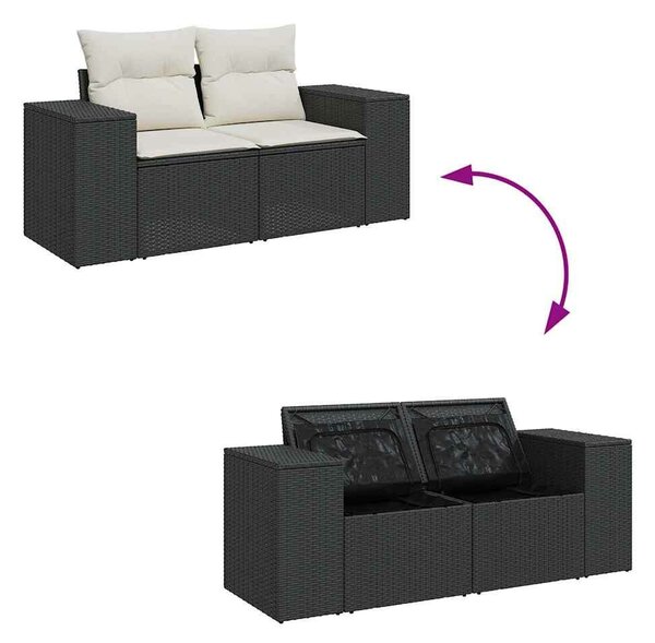 VidaXL Polyrattan Kerti Ülőgarnitúra - 9 részes - Fekete