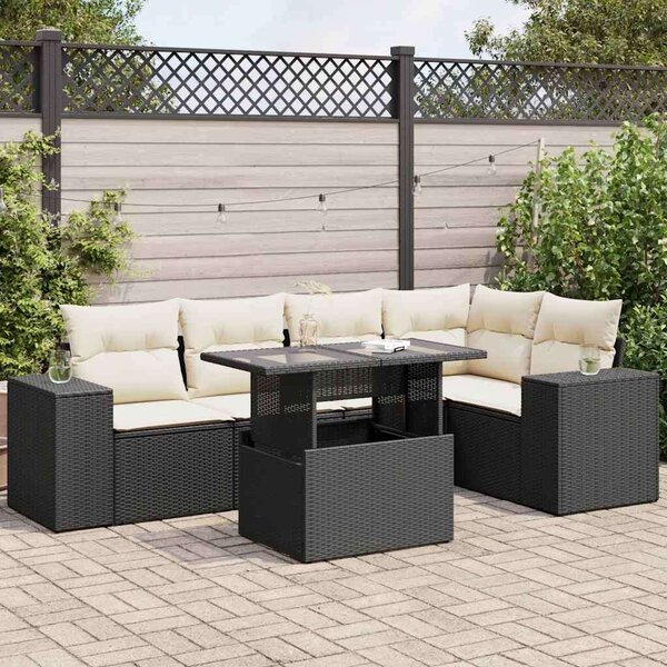 VidaXL Polyrattan Kerti Ülőgarnitúra - 6 részes - Fekete