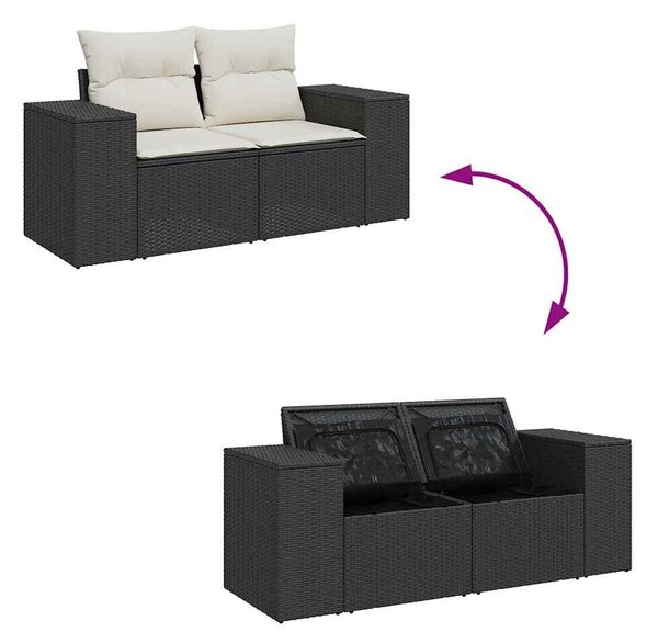 VidaXL Polyrattan Kerti Ülőgarnitúra - 8 részes - Fekete