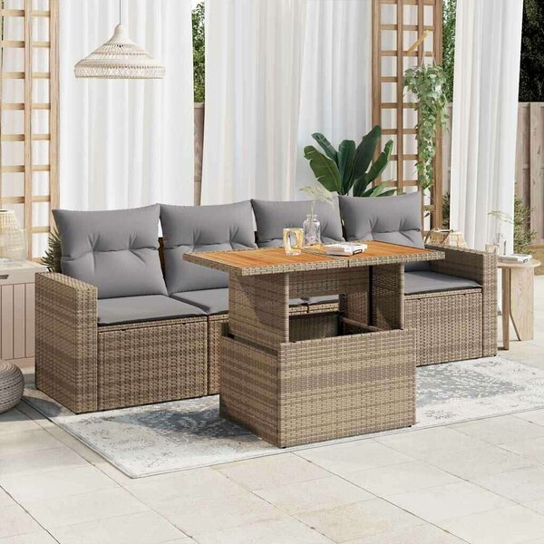 VidaXL 5 részes Polyrattan Kerti Ülőgarnitúra - Bézs