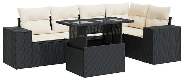 VidaXL Polyrattan Kerti Ülőgarnitúra - 6 részes - Fekete