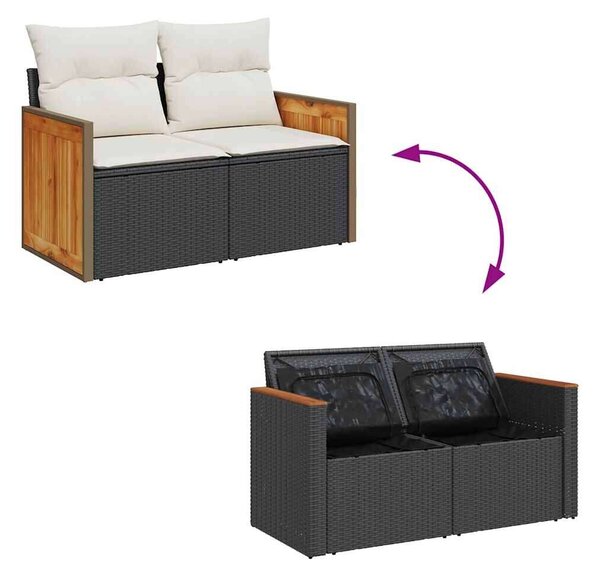 VidaXL 7 részes Kerti Ülőgarnitúra - Polyrattan - Fekete