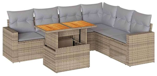 VidaXL Polyrattan Kerti Ülőgarnitúra - 7 részes - Bézs