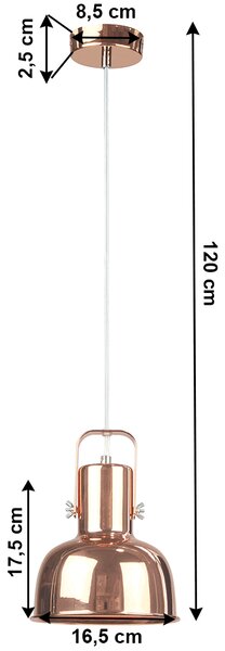 Függőlámpa retro stílusban, fém, rose gold, AVIER TYP 3