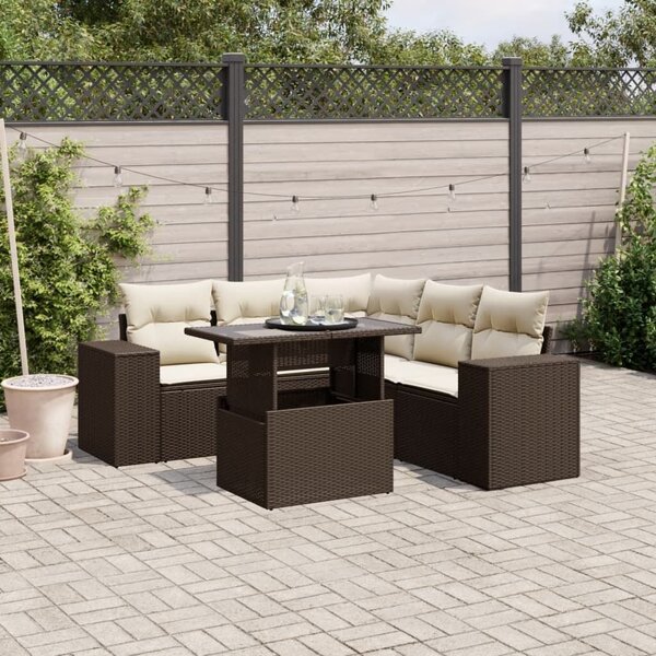 VidaXL 6 részes barna polyrattan kerti ülőgarnitúra párnával