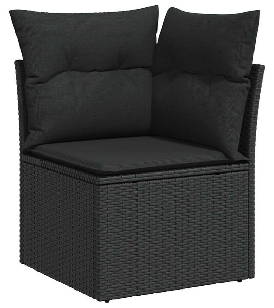 VidaXL 6 részes fekete polyrattan akácfa kerti ülőgarnitúra párnákkal