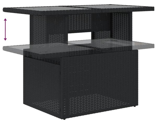 VidaXL 6 részes fekete polyrattan kerti ülőgarnitúra párnákkal