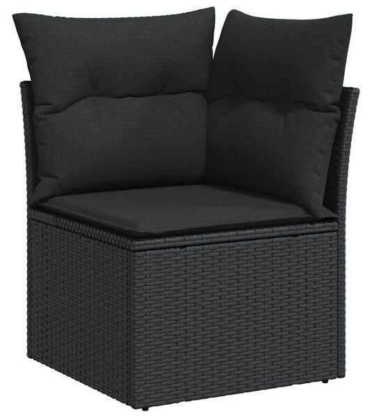 VidaXL 7 részes fekete polyrattan kerti ülőgarnitúra párnával